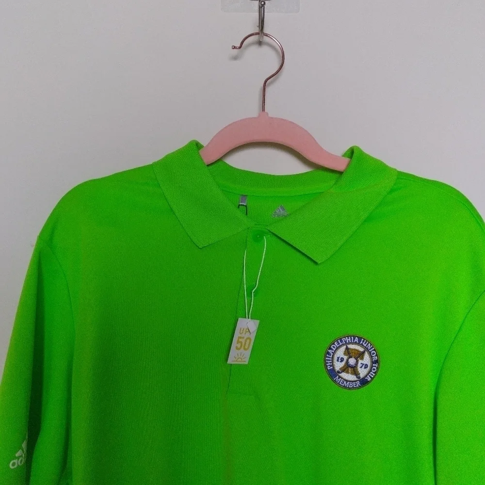 Adidas Golf Neon Green UPF 50 Performance Polo Shirt Size Medium New - Picture 4 of 9